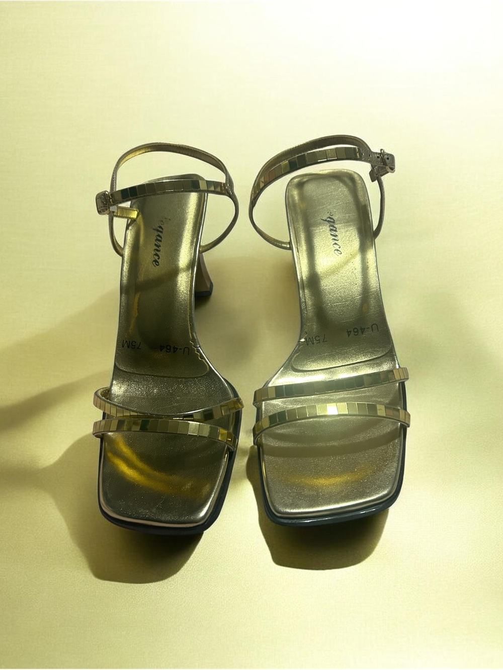 Metallic Gold Strappy Square-Toe Sandals Size 7.5